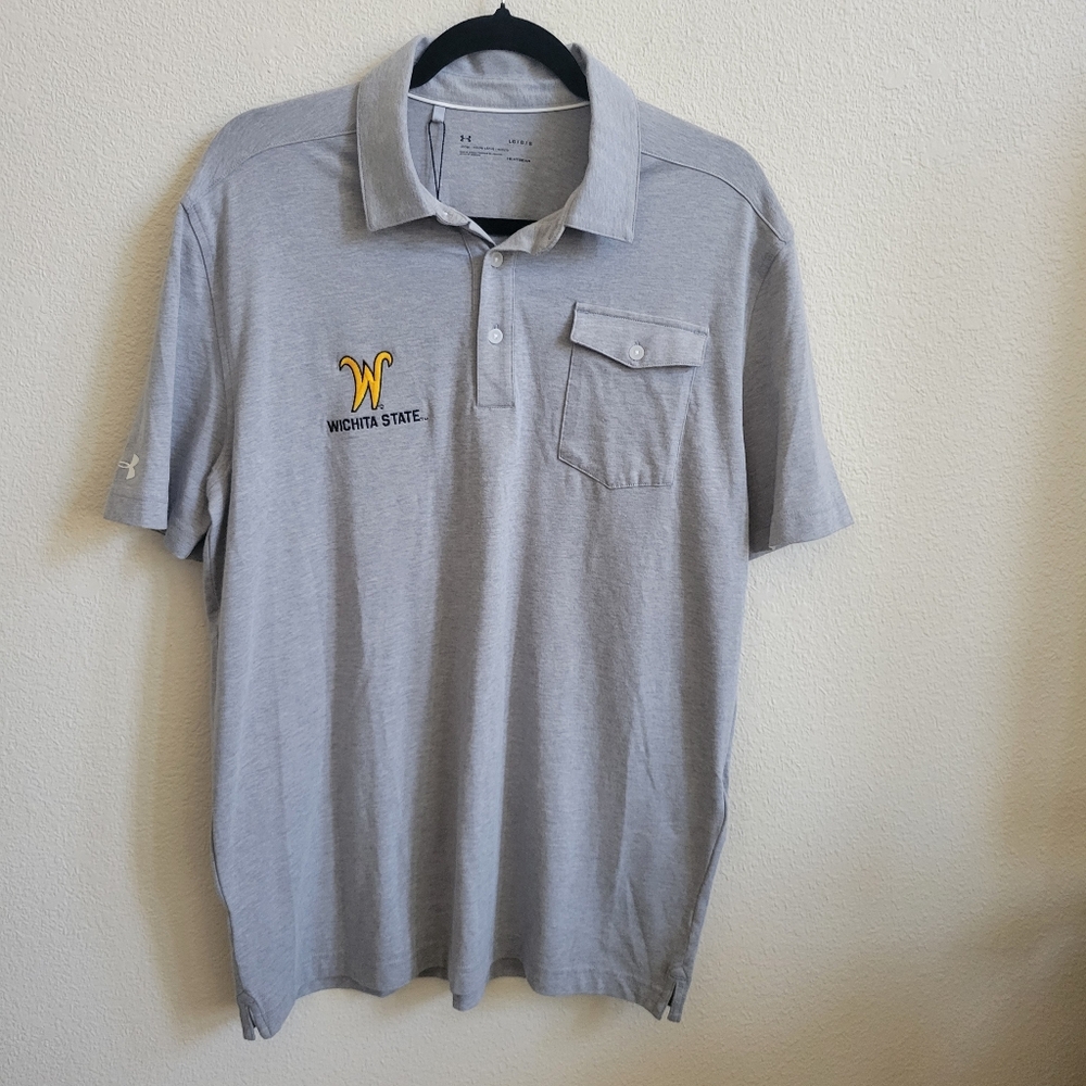 Under Armour NWT Wichita State University Gray Heat Gear Short Sleeve Polo Large